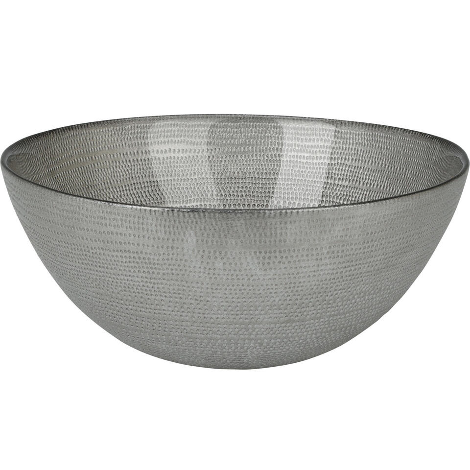 schaal/fruitschaal - glas rond - zilver - D28 H11,5 cm | Leen Bakker