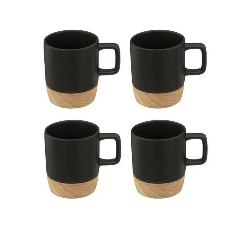 Secret de Gourmet Koffiekopjes-espressokopjes - 4st - aardewerk zwart - 120 | Leen Bakker