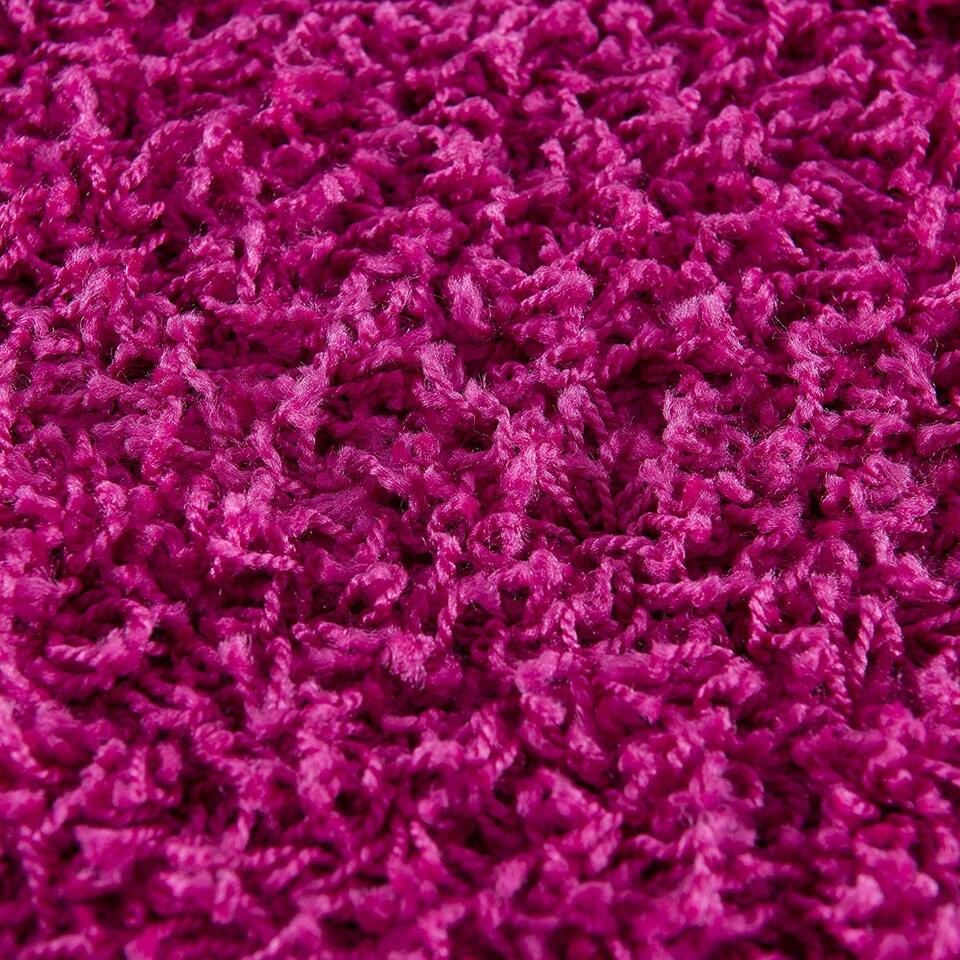 Loca Shaggy Rond Vloerkleed Roze Hoogpolig - 120 CM ROND