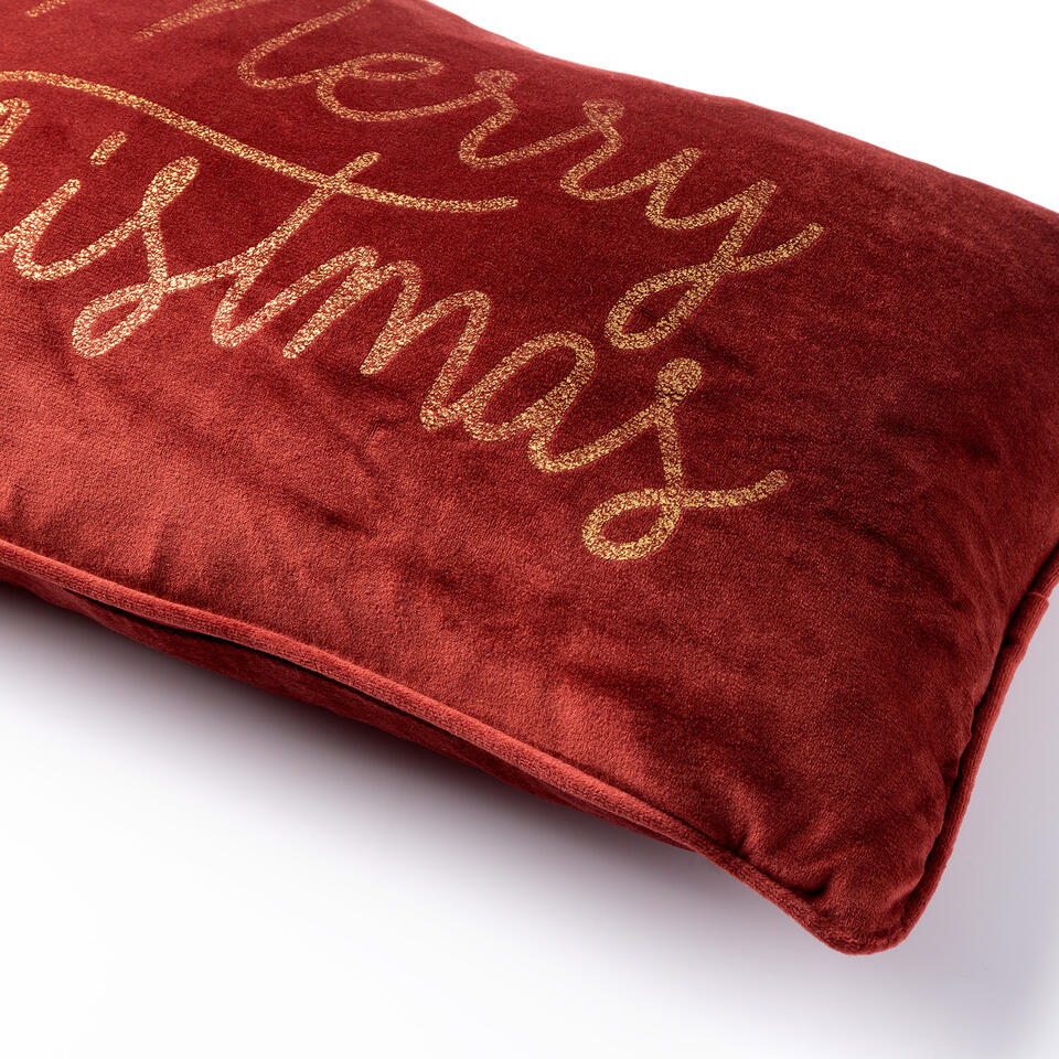MERRY CHRISTMAS - Sierkussen 30x50 Rood - Kerst decoratie - velvet