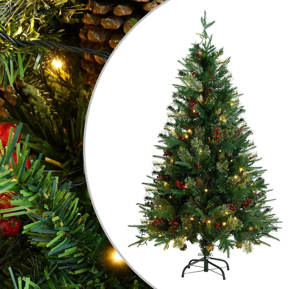 Assimilatie Nauwkeurig knal vidaXL Kerstboom met LED's en dennenappels 150 cm PVC en PE groen | Leen  Bakker