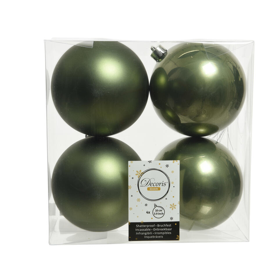 rivaal Onderdrukken niet Decoris Kerstballen - 4 stuks - kunststof - mos groen - 10 cm | Leen Bakker