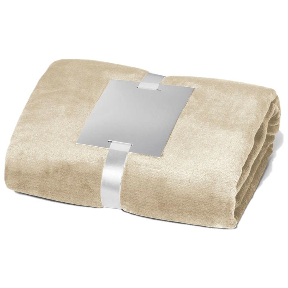Maar wenselijk ventilator Stricker Fleece deken/plaid - beige - 240 grams polyester - 120x150cm |  Leen Bakker