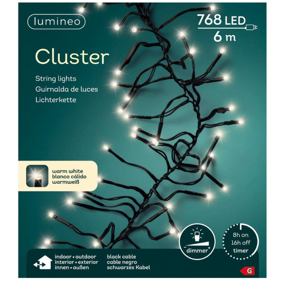 schaal Dynamiek In de naam Lumineo Clusterverlichting - warm wit - 768 leds - 600 cm -  kerstverlichting | Leen Bakker