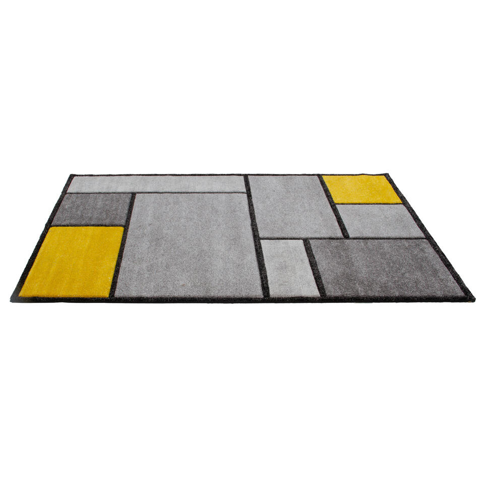 Vloerkleed Color Block A grijs geel 300x200cm