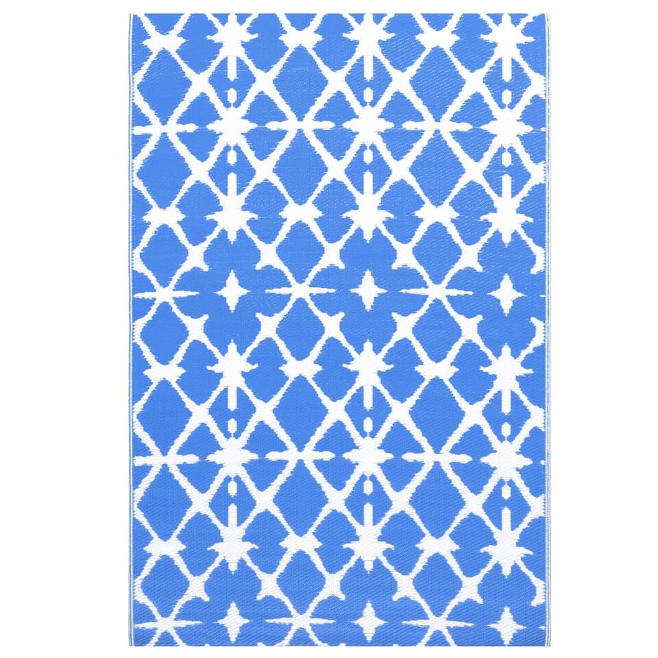 Klas Voorrecht Perforatie vidaXL Buitenkleed 160x230 cm PP blauw en wit | Leen Bakker