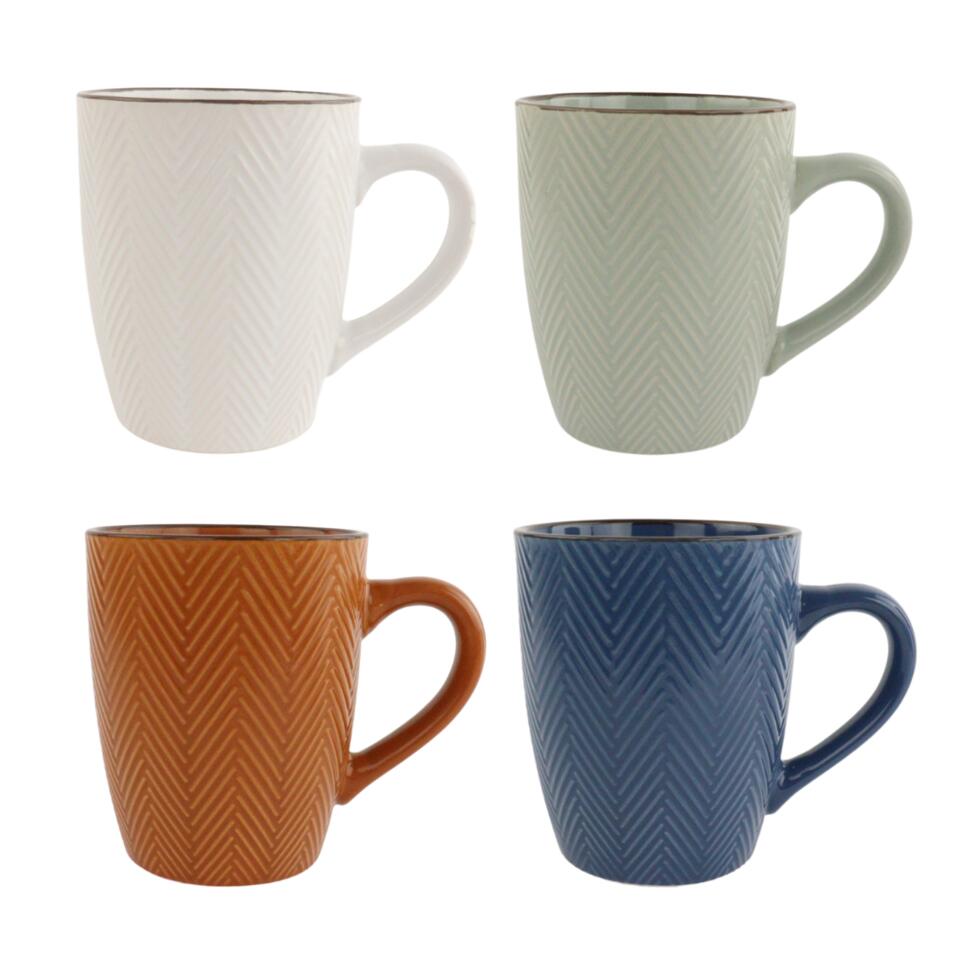 Kritiek Direct Onderling verbinden OTIX Koffiekopjes met Oor Set van 4 Verschillende kleuren Aardewerk 370 ml  | Leen Bakker