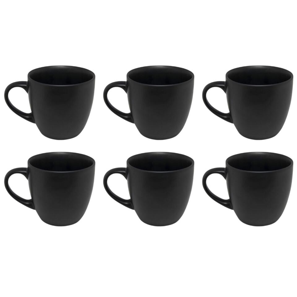 Portiek volgorde Afrekenen OTIX KoffieKopjes Set van 6 Zwart Mat 240ml | Leen Bakker