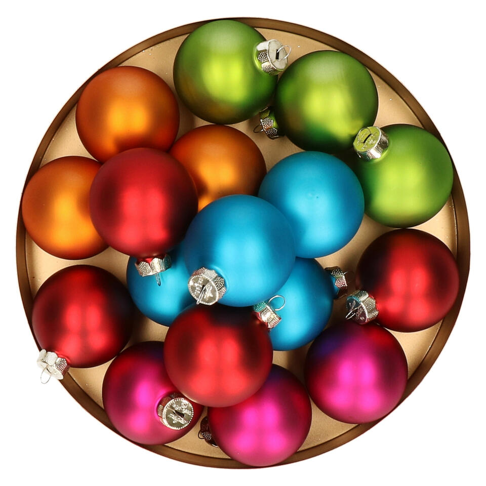 Kerstballen - 20st - glas - gekleurd glans en mat 6 cm | Leen Bakker