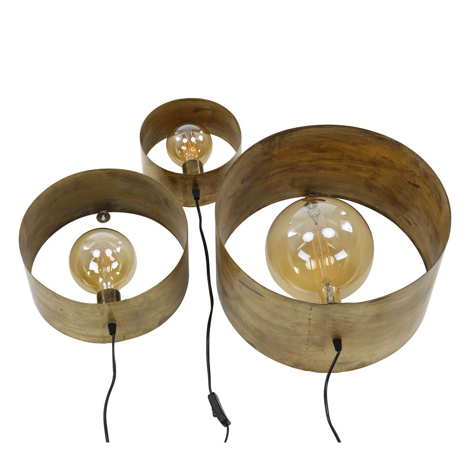 Giga Meubel Wandlamp Set van 3 - Goud - 22x39x39cm - Lamp Charger