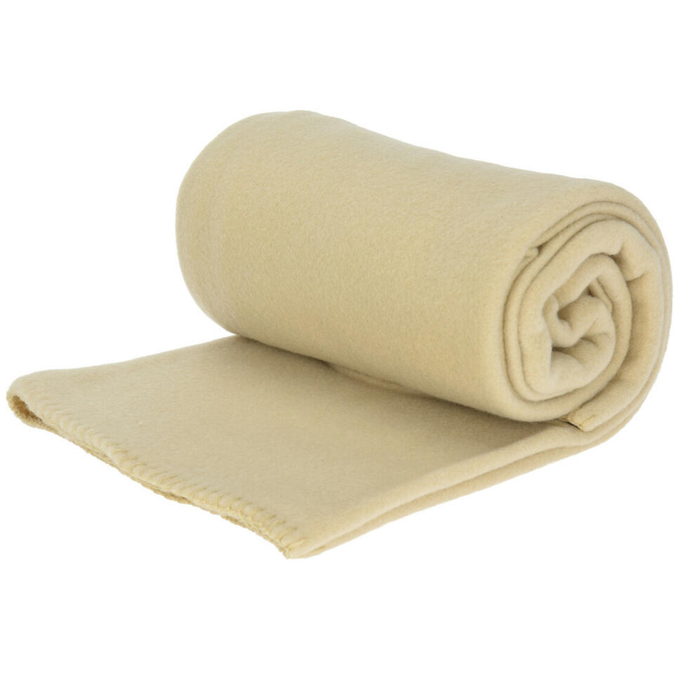 H&S Deken-plaid - fleece-polyester - flax geel - 125 150 cm | Leen Bakker