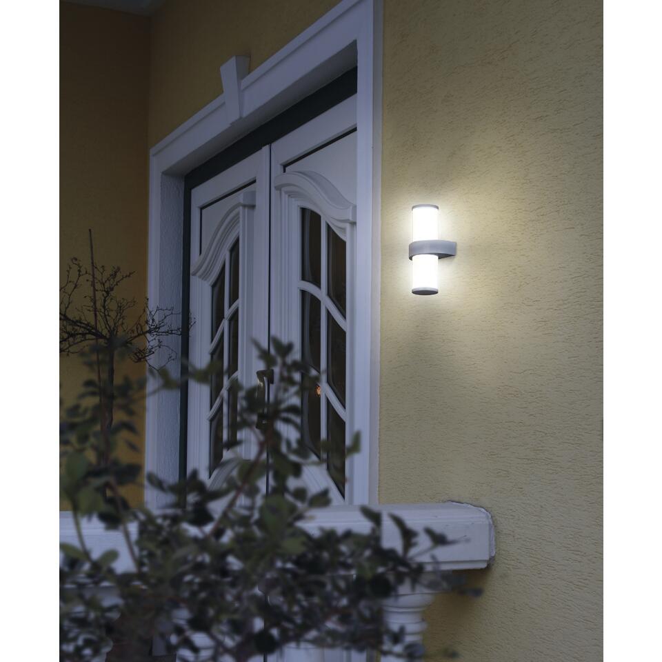 EGLO Beverly - Buitenverlichting - Wandlamp - 2 Lichts - RVS, Zilver - Wit