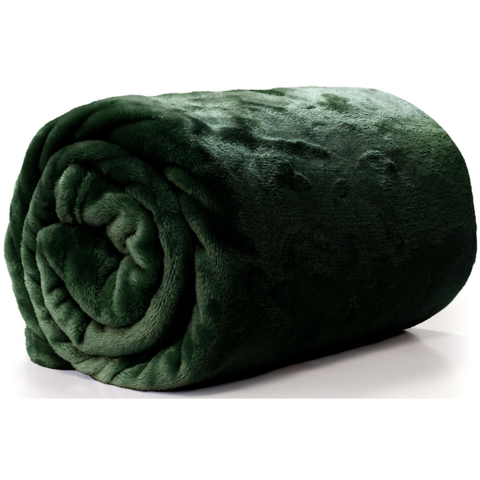 tiran Humanistisch bagageruimte Unique Living Plaid-deken - fleece - smaragd groen - polyester - 130 x 180  cm | Leen Bakker