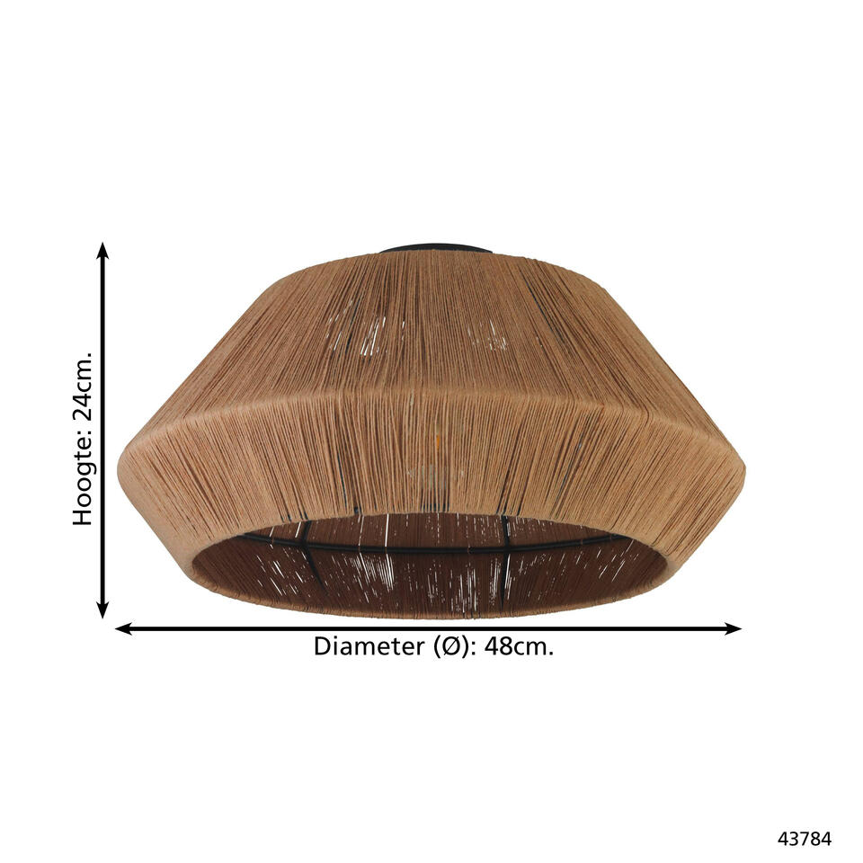 EGLO Alderney Plafondlamp - E27 - Ø 48 cm - Zwart/Natuur