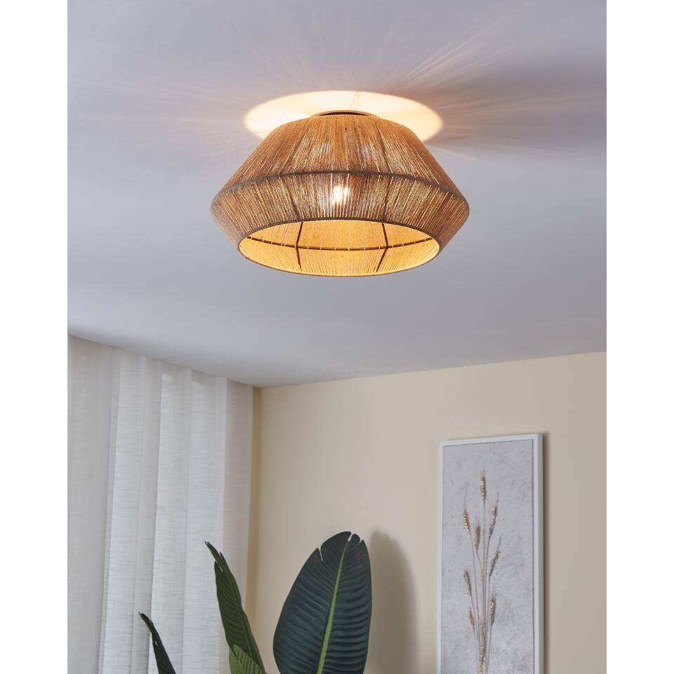 EGLO Alderney Plafondlamp - E27 - Ø 48 cm - Zwart/Natuur