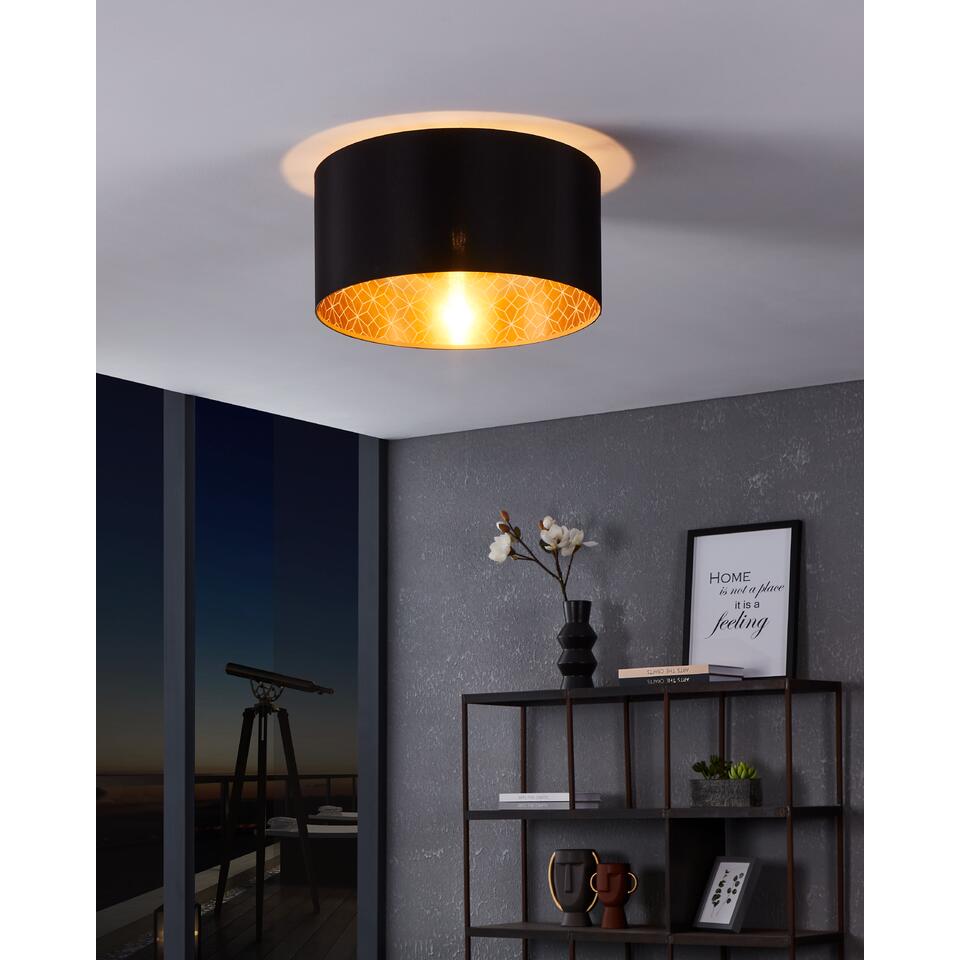 EGLO Zaragoza Plafondlamp - E27 - Ø 47,5 cm - Zwart/Goud