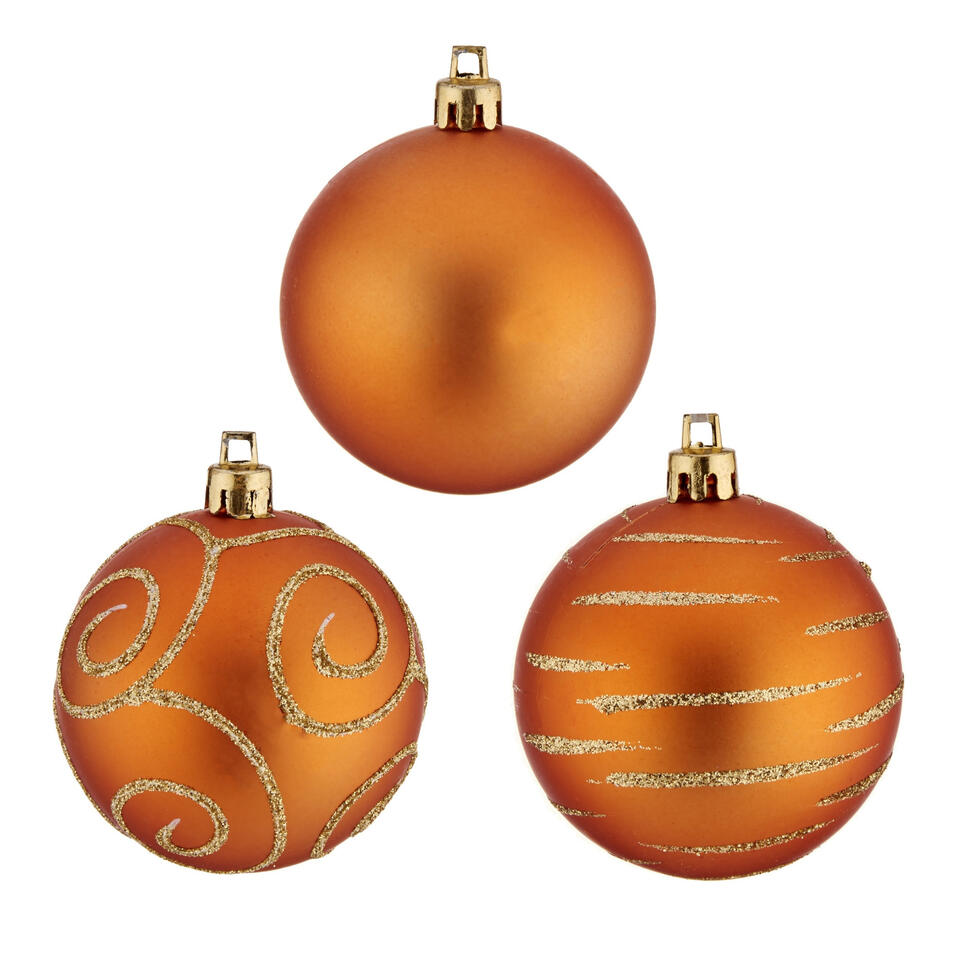 Inzichtelijk wrijving Een bezoek aan grootouders Arte r Kerstballen - 30 ST - oranje - gedecoreerd - kunststof - 6 cm | Leen  Bakker