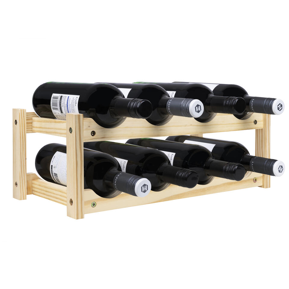 kabel twee Tub QUVIO Houten wijnrek (2 lagen) voor 8 flessen | Leen Bakker
