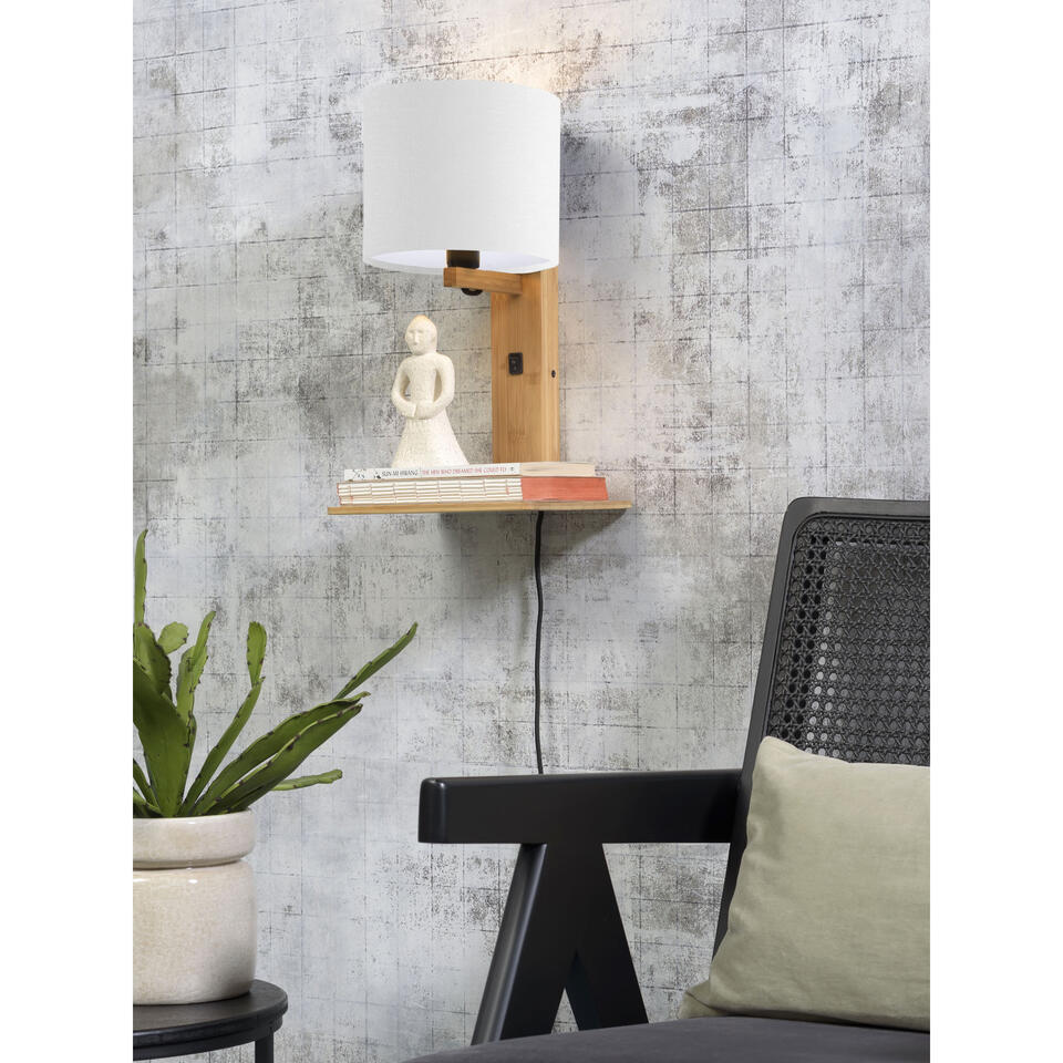 Wandlamp Andes - Bamboe/Wit - 19x24x36cm