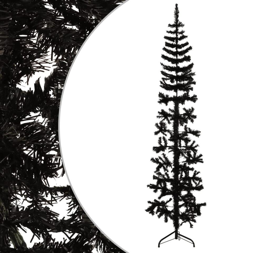 Oxideren Geweldige eik strak vidaXL Kunstkerstboom half met standaard smal 240 cm zwart | Leen Bakker