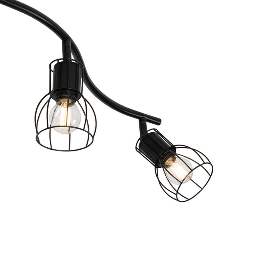 QAZQA Moderne plafondlamp zwart 162 cm 6-lichts - Botu