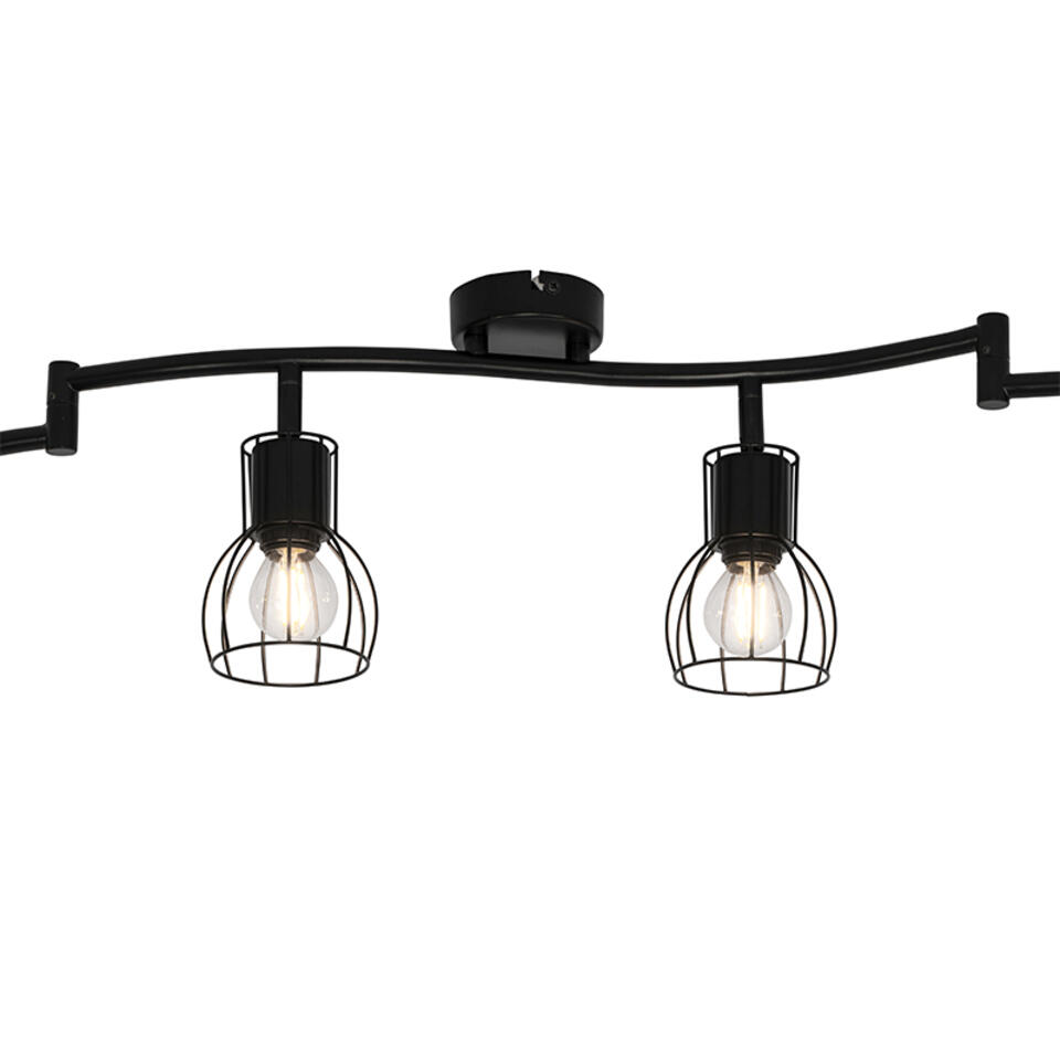 QAZQA Moderne plafondlamp zwart 162 cm 6-lichts - Botu