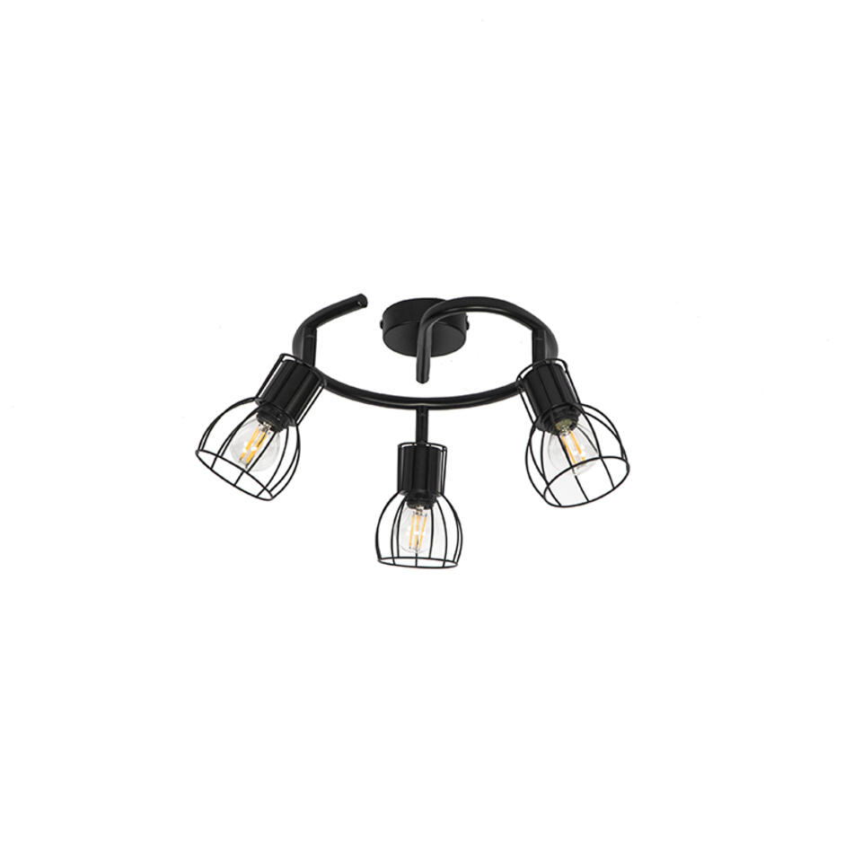QAZQA Moderne plafondlamp zwart 50 cm rond 3-lichts - Botu