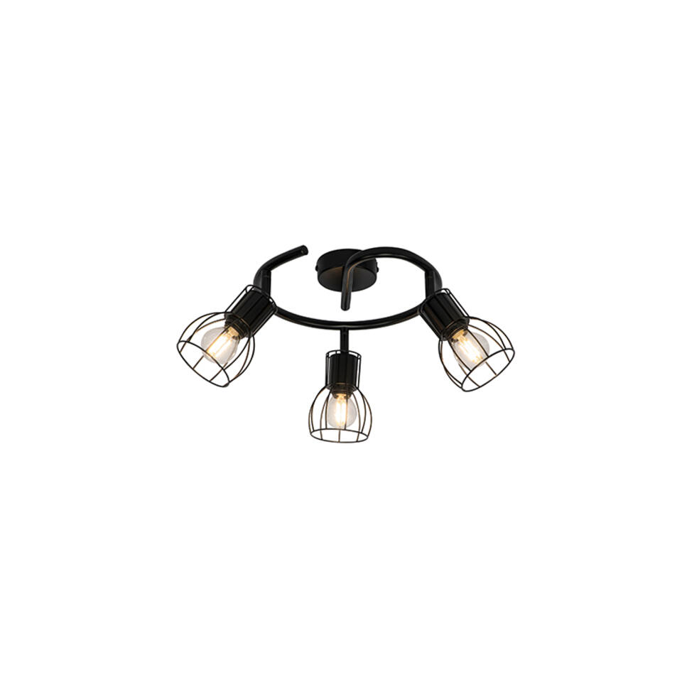 QAZQA Moderne plafondlamp zwart 50 cm rond 3-lichts - Botu