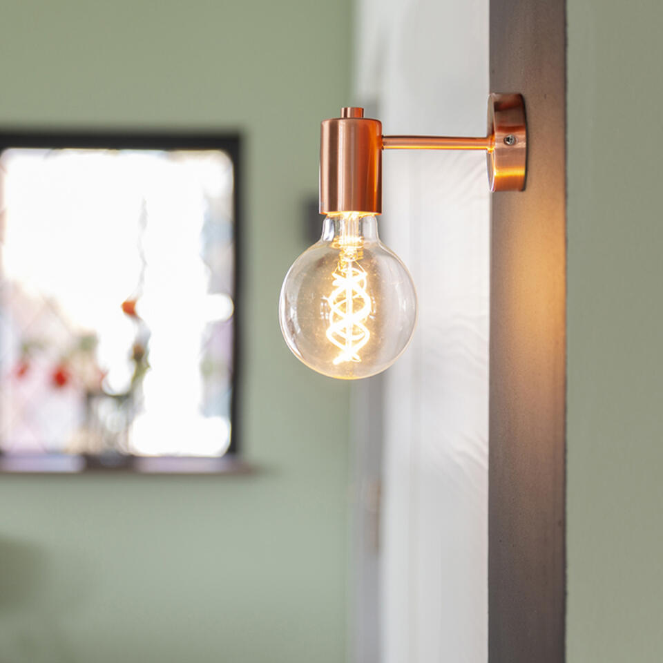 QAZQA Smart Art Deco wandlamp koper incl. G95 WiFi lichtbron - Facil