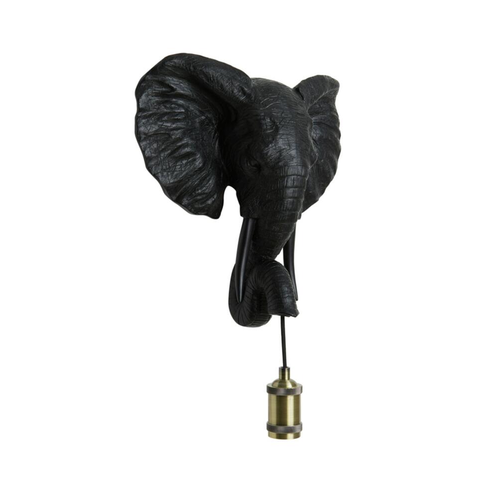 Wandlamp Elephant - Zwart - 35x13x36cm