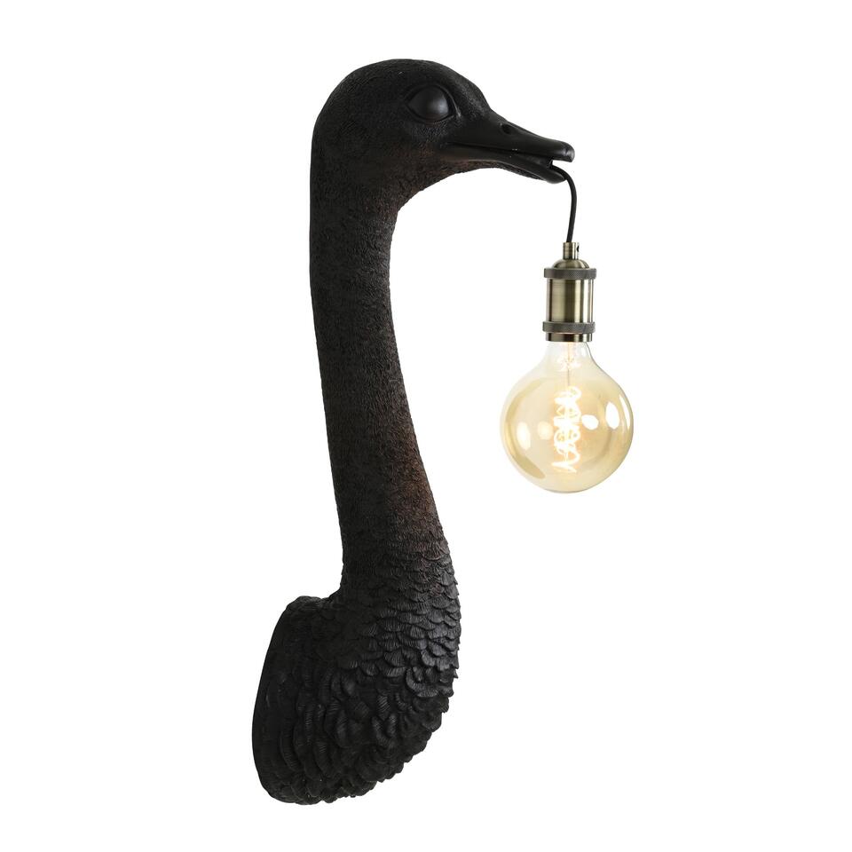 Wandlamp Ostrich - Zwart - 18x15.5x57.5cm