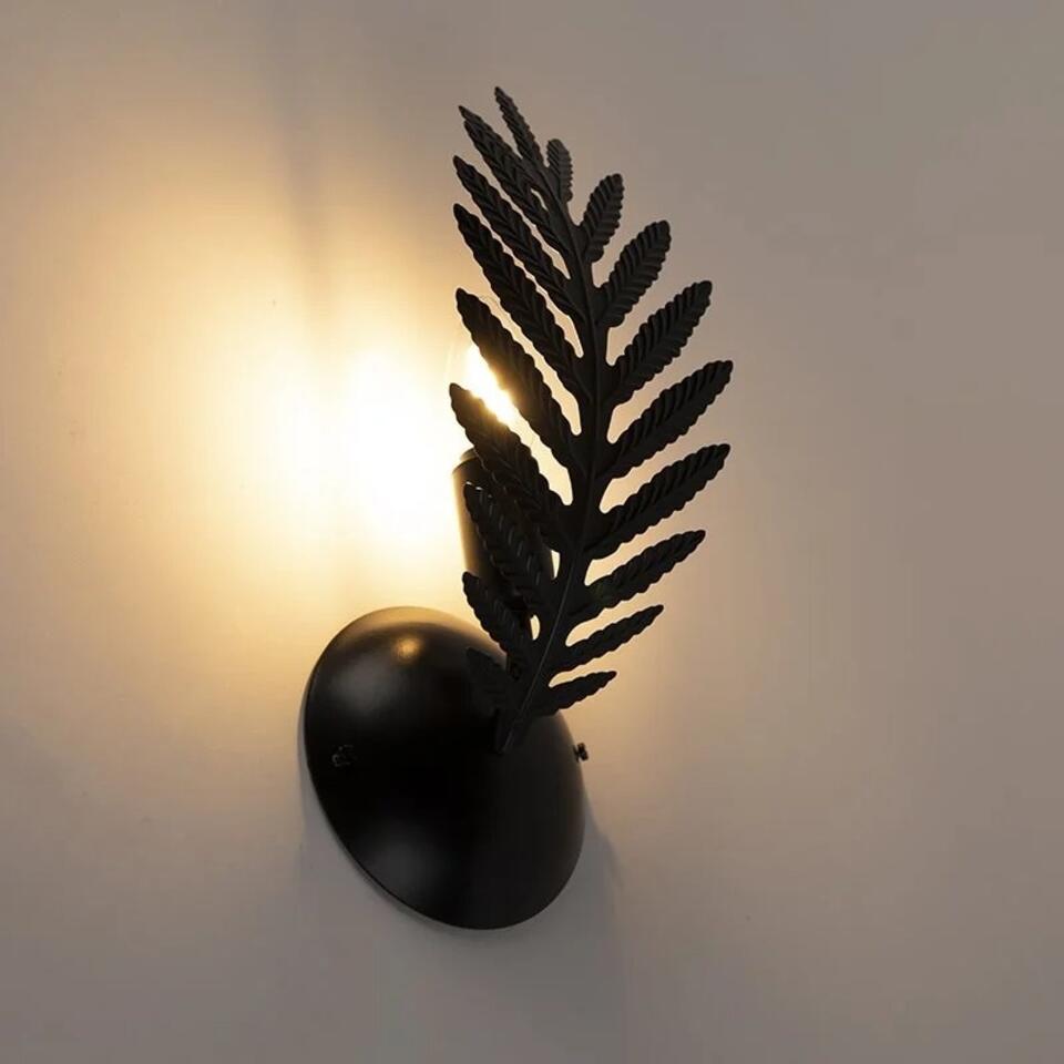 Ylumen Wandlamp Palm 1 blad - H 32 cm - zwart