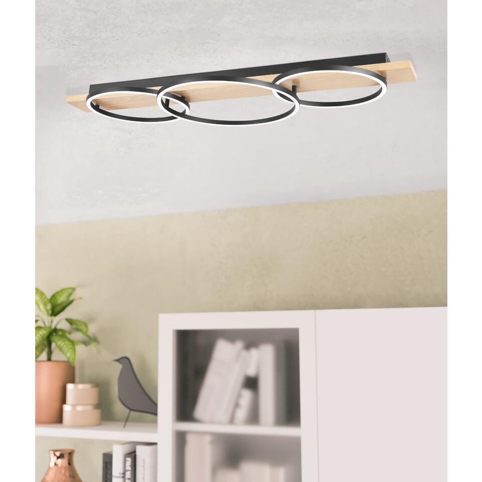 EGLO Boyal Plafondlamp - LED;LED - 101 cm - Zwart/Bruin/Wit