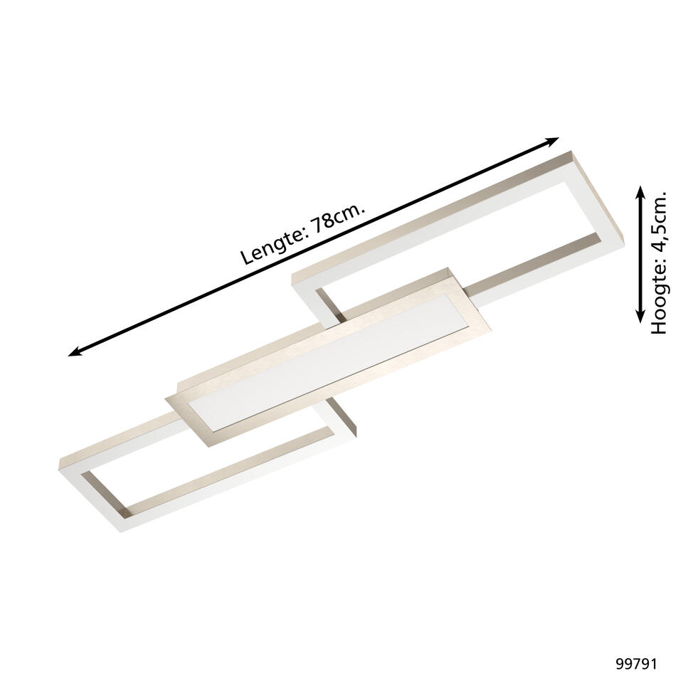 EGLO Monirote Plafondlamp - LED - 78 cm - Grijs/Wit - Dimbaar