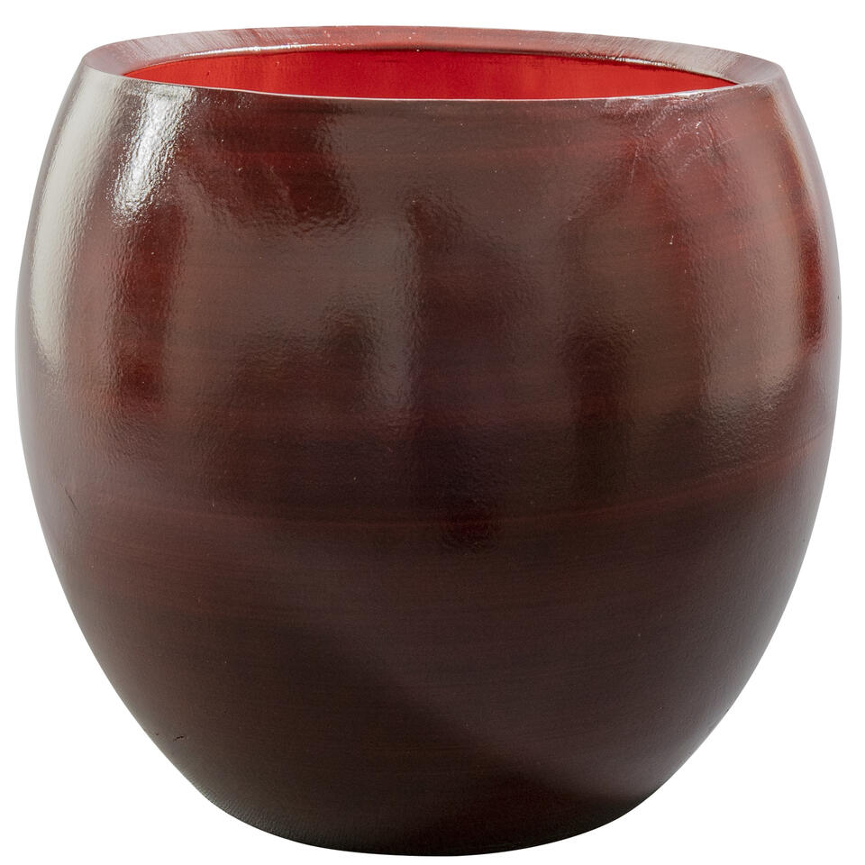 stof in de ogen gooien referentie Buitensporig Steege Plantenpot/bloempot - glanzend - keramiek - wijn rood - D28 x H25 cm  | Leen Bakker