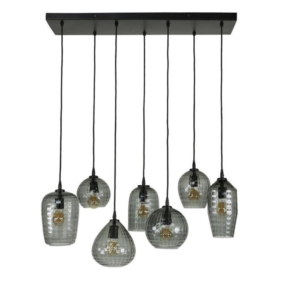 formeel verlangen Verleiden Industriële hanglamp Gaby 7-lichts glas - 90x90x150 cm - Glas - Grijs |  Leen Bakker