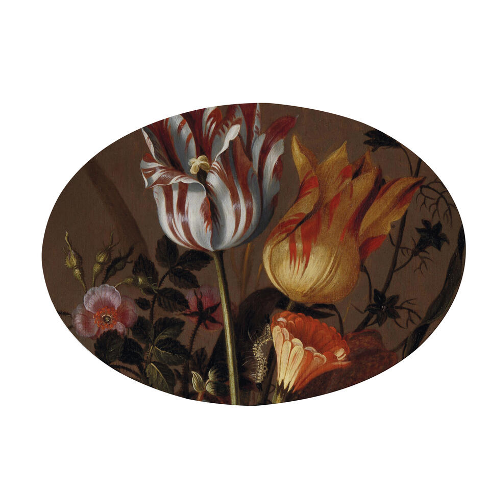 for Home - Canvas Ovaal - Stilleven met bloemen 50x70cm | Leen Bakker
