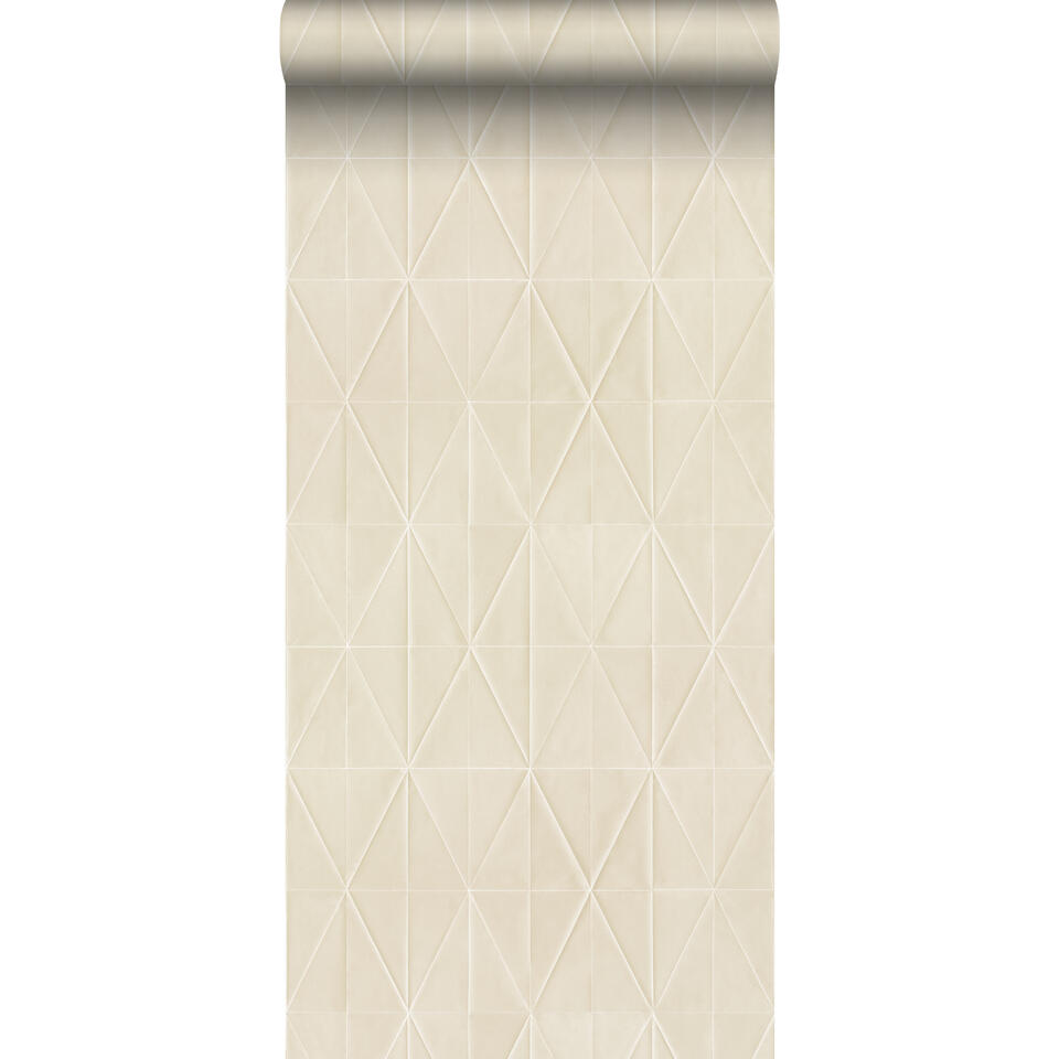Min van mening zijn scheidsrechter Origin Wallcoverings eco-texture vliesbehang - origami motief - zand beige  | Leen Bakker