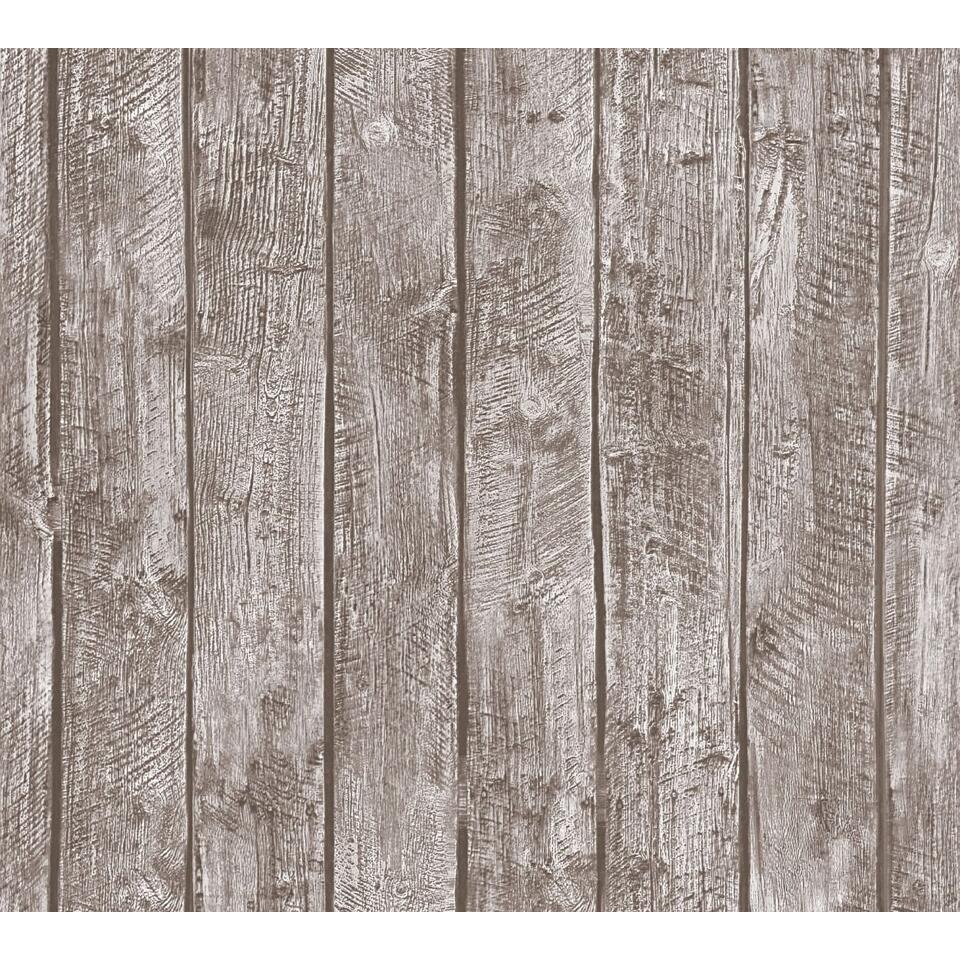 A.S. Création behang - houtlook - bruin - 53 cm x 10,05 - AS-358411 | Leen Bakker