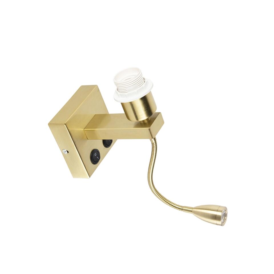 QAZQA Moderne wandlamp goud met flexarm - Brescia Combi