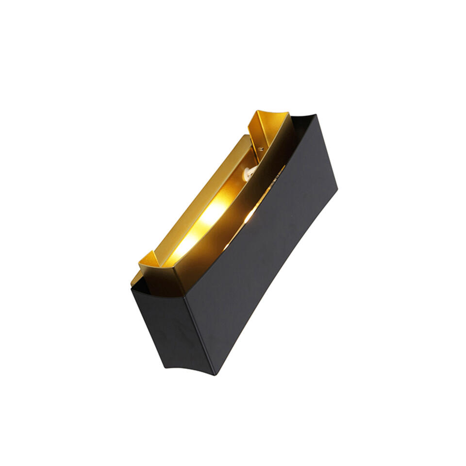 QAZQA Moderne wandlamp zwart met goud - Plats