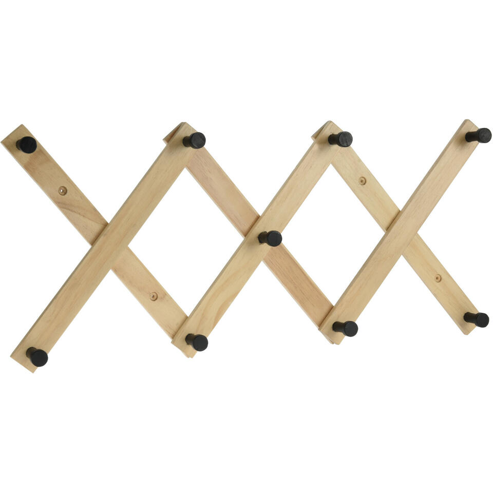 Excellent Houseware Kinderkamer kapstok verstelbaar - haakjes hout 60x12cm | Leen Bakker