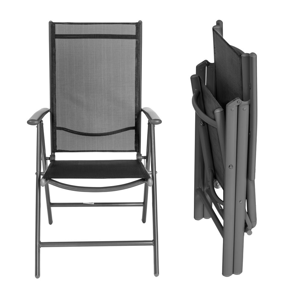 Syndicaat Roos Toevoeging tectake - Aluminium tuinstoel / tuin stoel antraciet - zwart | Leen Bakker