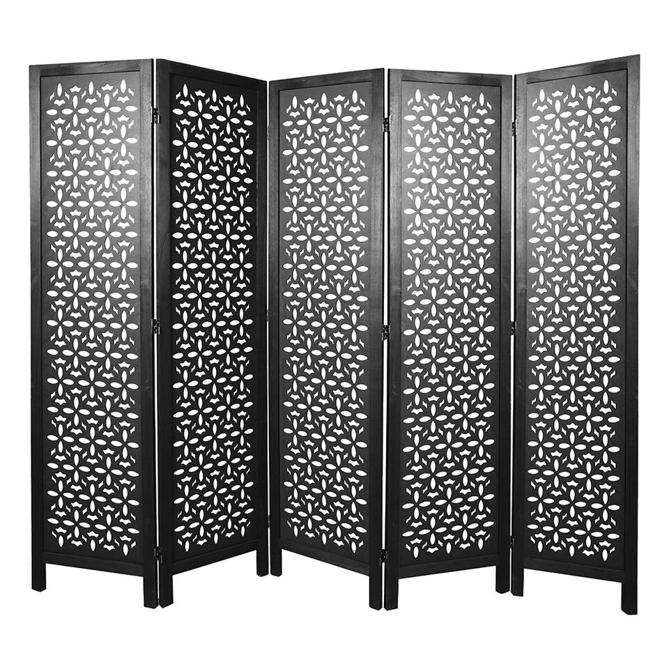 tempel Matig Portugees LW Collection Kamerscherm 5 panelen zwart 170X200CM - paravent -  scheidingswand | Leen Bakker