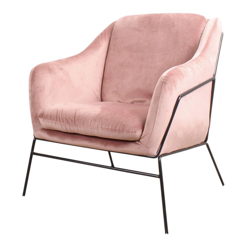 fauteuil velvet - Stof - Roze Leen Bakker