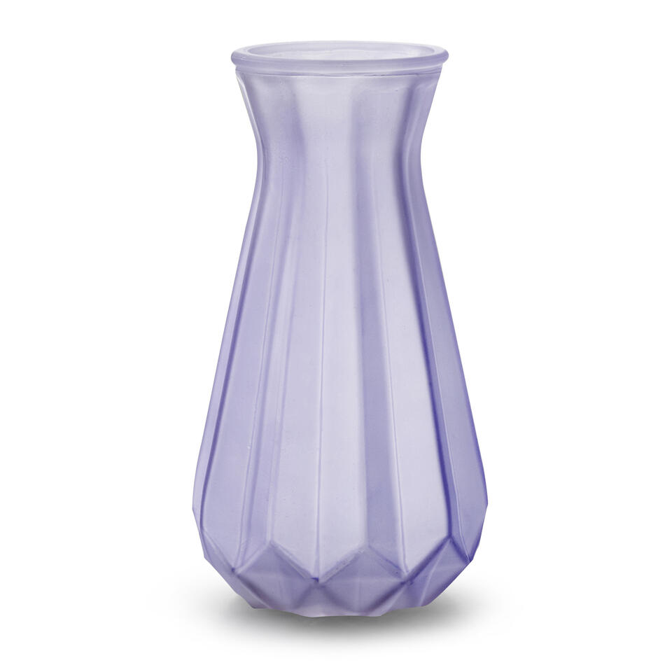 Netelig bloem Vreemdeling Jodeco Bloemenvaas - lila paars/transparant glas - H18 x D11,5 cm | Leen  Bakker