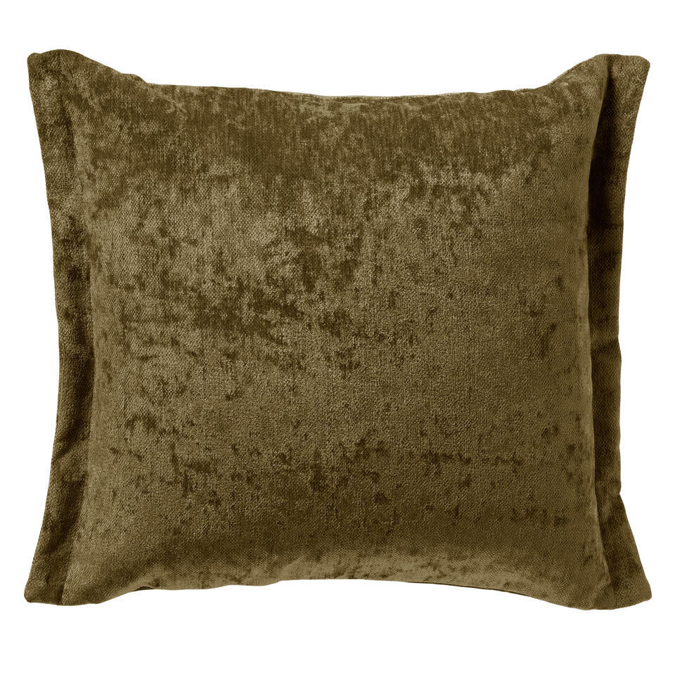LEWIS - Kussenhoes velours 45x45 cm Military Olive - groen
