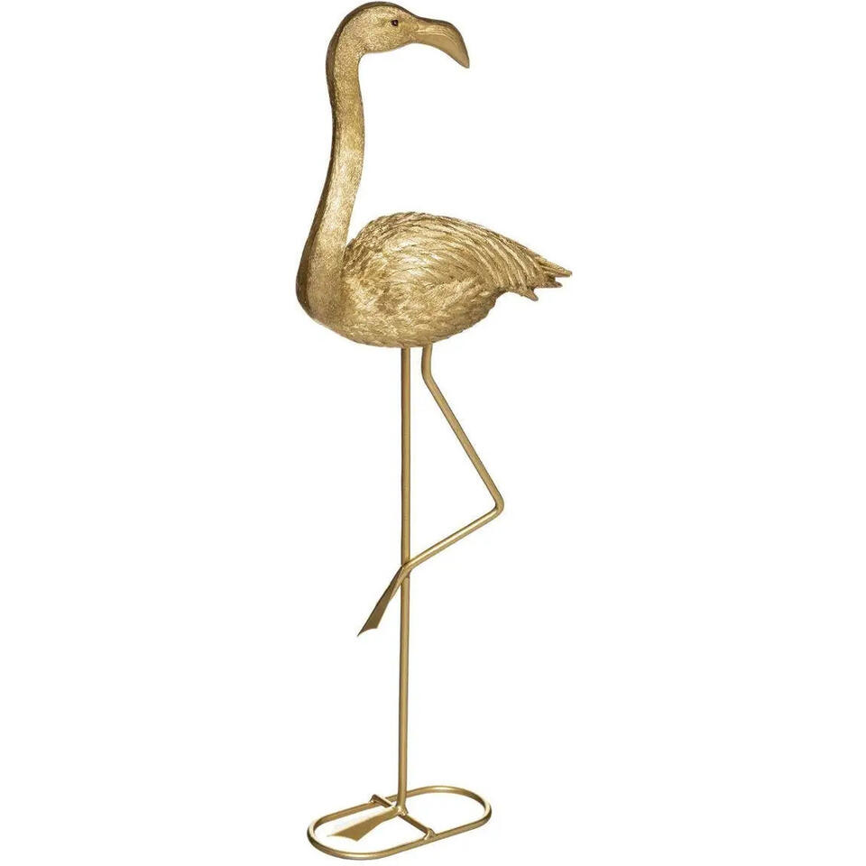 Atmosphera Decoratie dier/vogel beeldje Flamingo - goud kleur cm | Leen Bakker