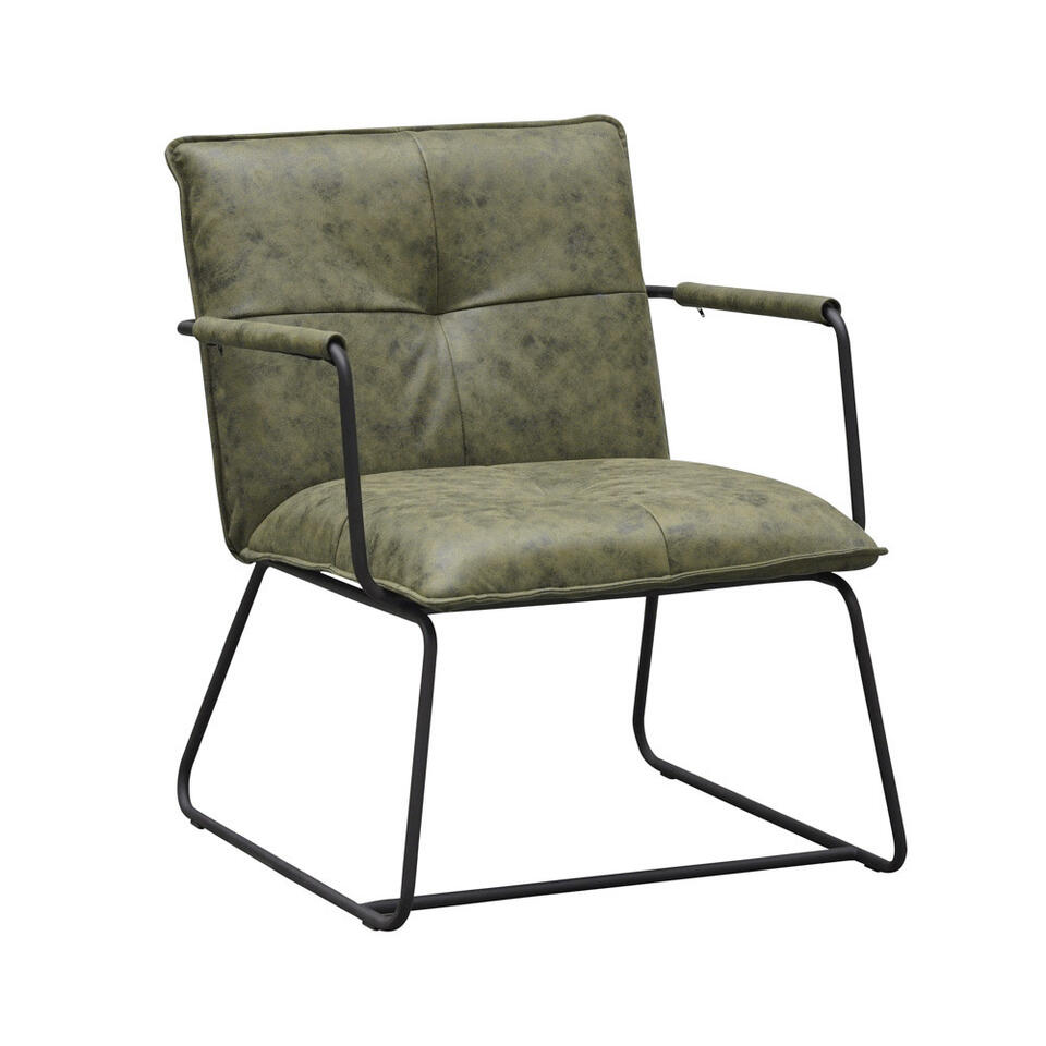 Voorwoord peddelen sla Industriële fauteuil Hailey groen ecoleder - Leder - Groen | Leen Bakker