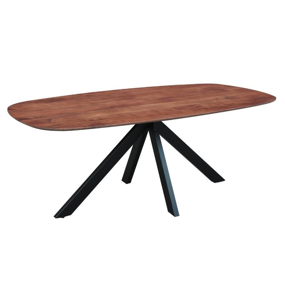 Eettafel deens ovaal Paris walnoot finish 220x100 cm - Hout - Bruin ...